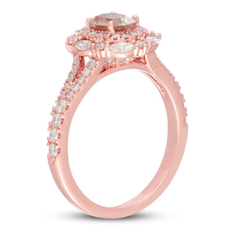 Morganite Engagement Ring 3/4 ct tw Diamonds 14K Rose Gold