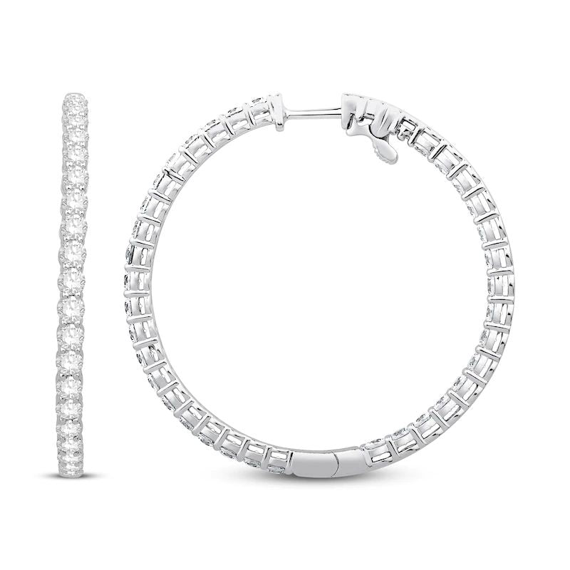 Diamond Hoop Earrings 6 ct tw Round 14K White Gold