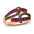 Natural Pink Sapphire Ring 1/5 ct tw Diamonds 14K Strawberry Gold