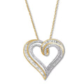 Diamond Heart Necklace 1/2 ct tw Round &amp;#038; Baguette 10K Yellow Gold 18&amp;#8243;