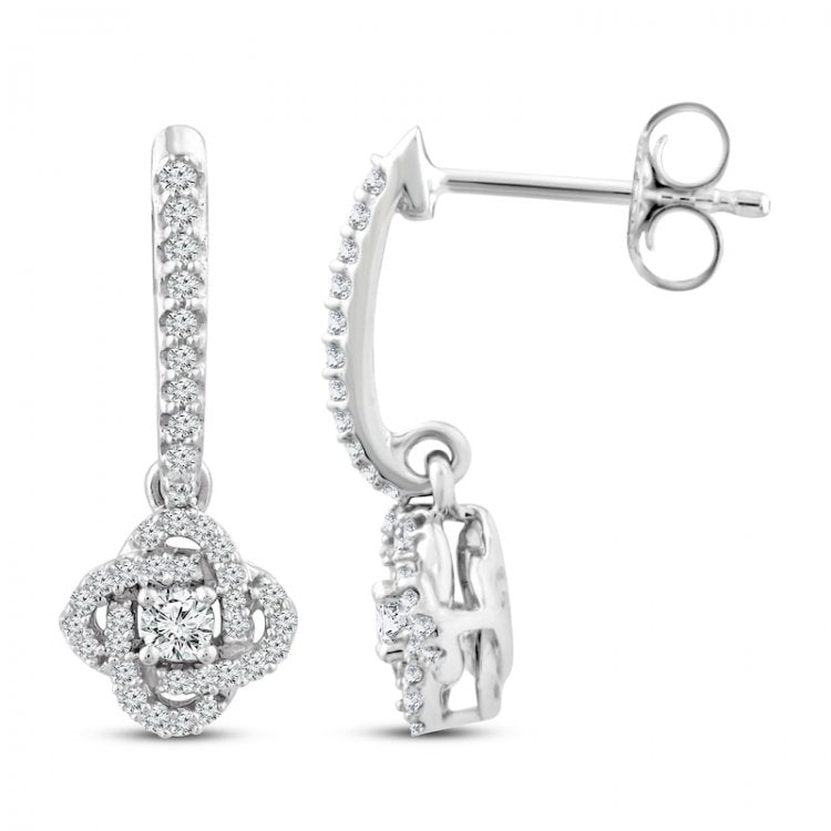 Diamond Drop Earrings 1/3 ct tw 10K White Gold