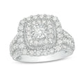 1-1/2 CT. T.W. Diamond Double Cushion Frame Engagement Ring in 10K White Gold