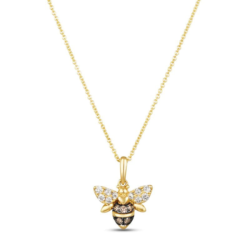 Diamond Bee Necklace 1/4 ct tw 14K Honey Gold 18