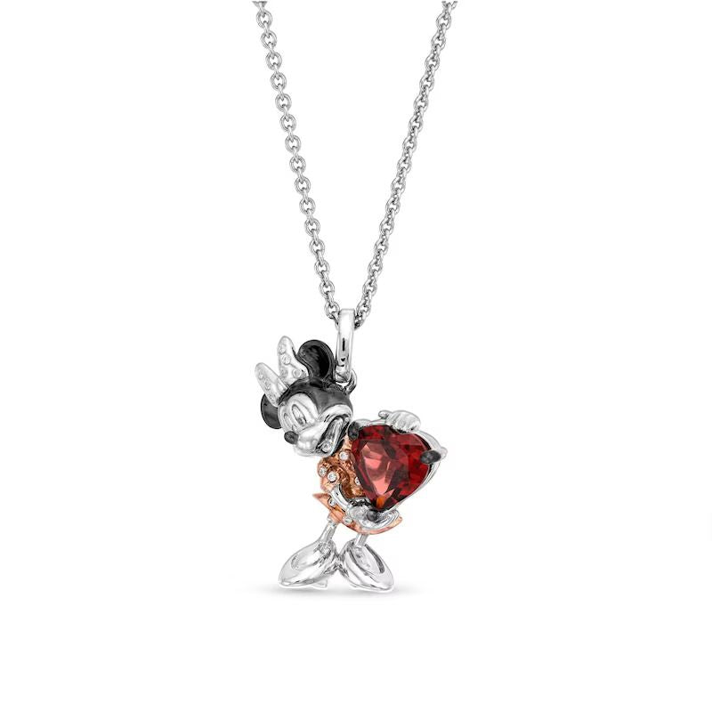 Mouse Garnet &amp;#038; Diamond Accent Necklace Sterling Silver &amp;#038; 10K Rose Gold 19