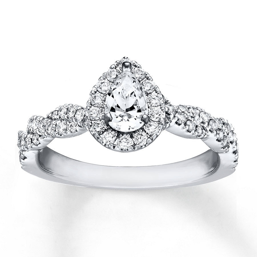 Engagement Ring 3/4 ct tw Diamonds 14K White Gold