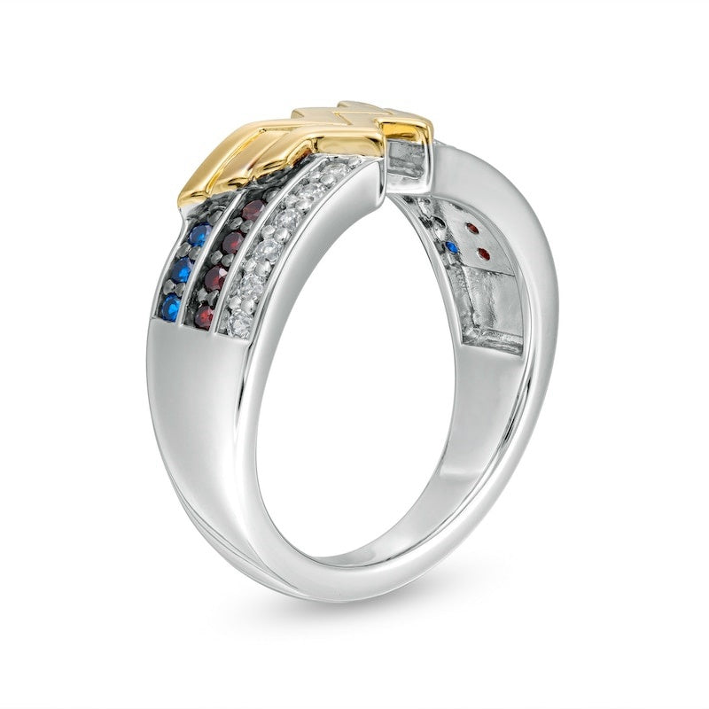Multi-Gemstone and 1/5 CT. T.W. Diamond Ring in Sterling Silver and 10K Gold