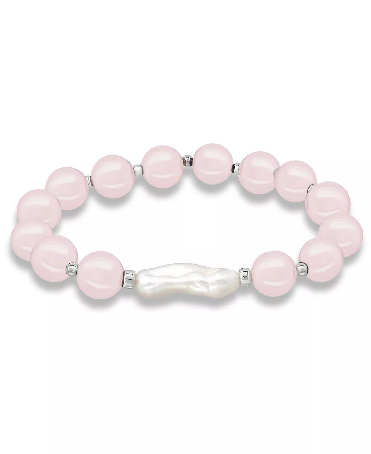 Genuine Stone Bead Biwa Pearl Stretch Bracelet