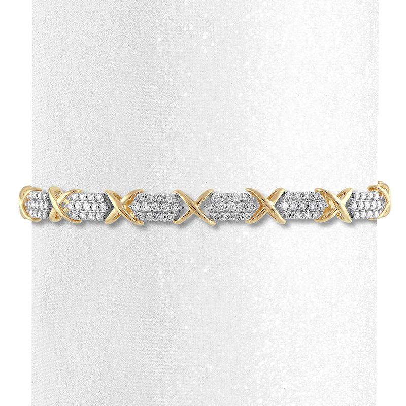 Diamond Bracelet 3 ct tw Round-cut 10K Yellow Gold 7.5 Length
