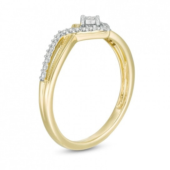 1/10 CT. T.W. Diamond Princess Tiara Ring in 10K Gold:1/10 CT. T.W. Diamond Princess Tiara Ring in 10K Gold