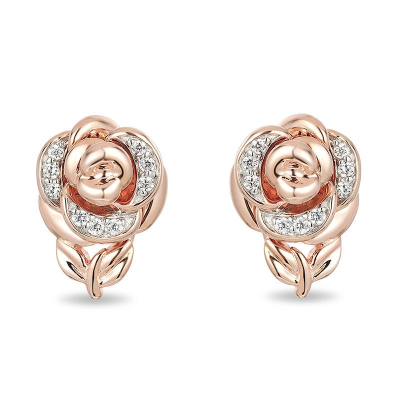 1/15 CT. T.W. Diamond Rose Stud Earrings in 10K Rose Gold