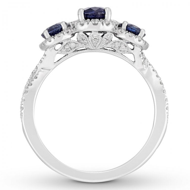 Sapphire Engagement Ring 1/2 ct tw Diamonds 14K Gold