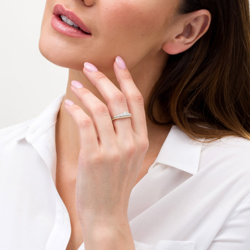 1/4 CT. T.W. Diamond Princess Tiara Lasso Ring in Sterling Silver and 10K Gold