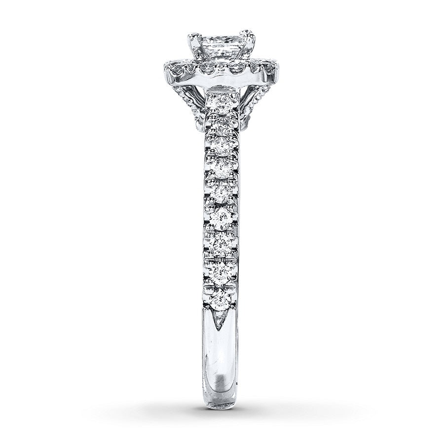 Engagement Ring 7/8 ct tw Diamonds 14K White Gold