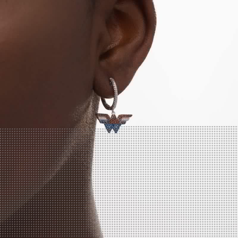 Garnet,BlueSapphireand1/20CT.T.W.DiamondSymbolDropEarringsinSterlingSilver