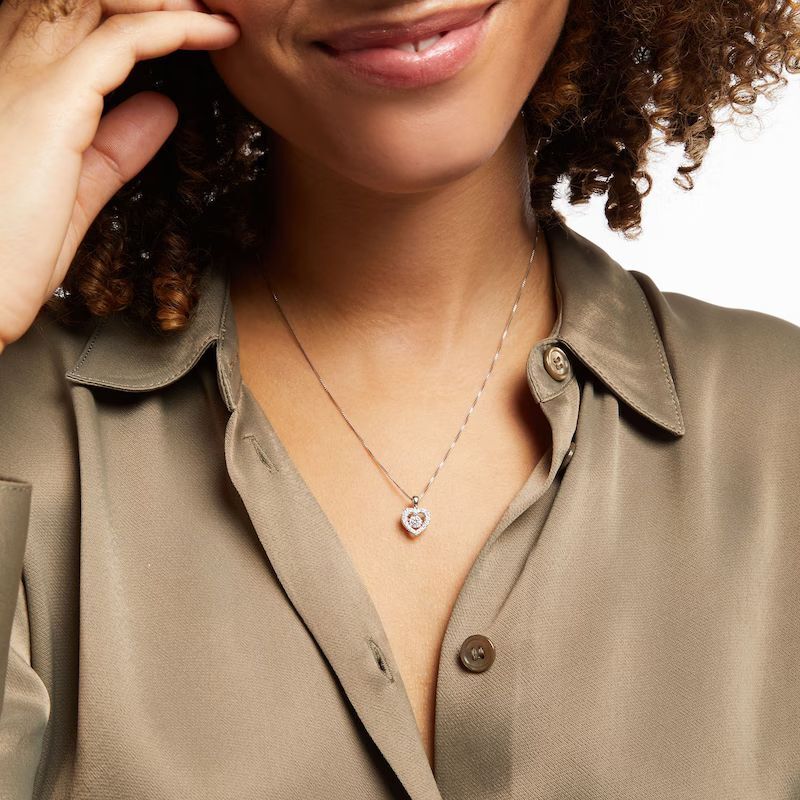 Unstoppable Love Diamond Heart Necklace 1/3 ct tw Round-cut 10K White Gold 19&amp;#8243;