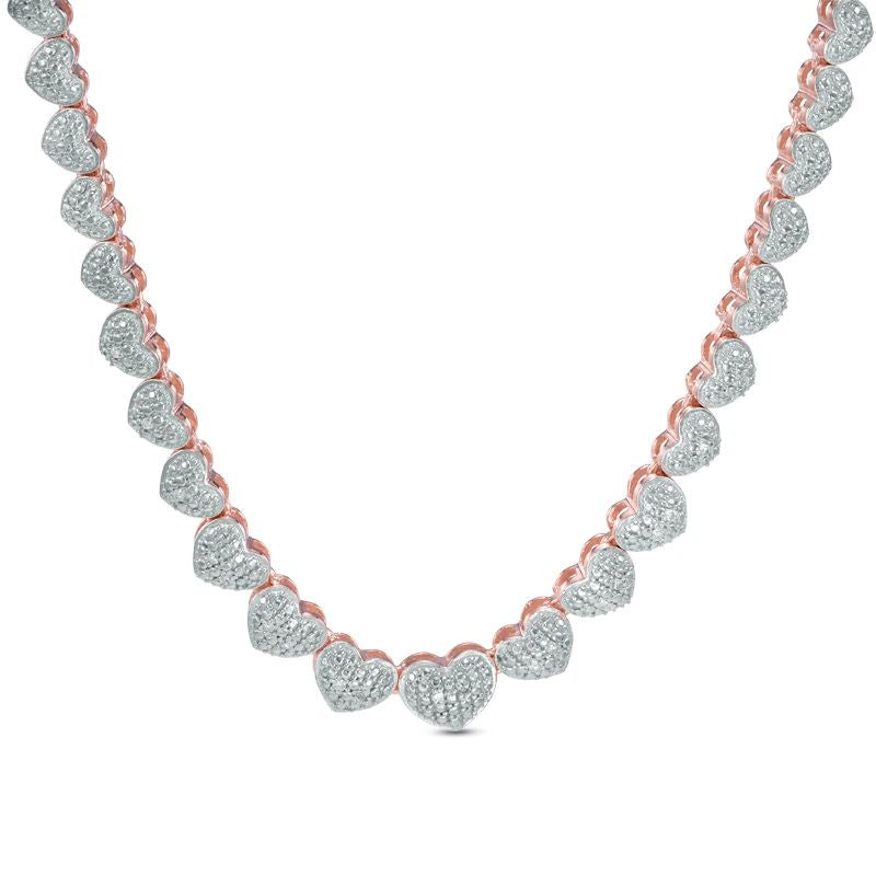 1/10 CT. T.W. Diamond Heart Necklace in Sterling Silver and 18K Rose Gold Plate