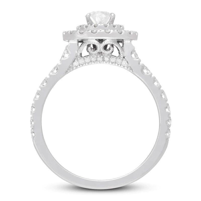 Engagement Ring 1-3/8 ct tw Pear/Round 14K White Gold