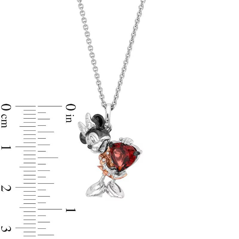 Mouse Garnet &amp;#038; Diamond Accent Necklace Sterling Silver &amp;#038; 10K Rose Gold 19