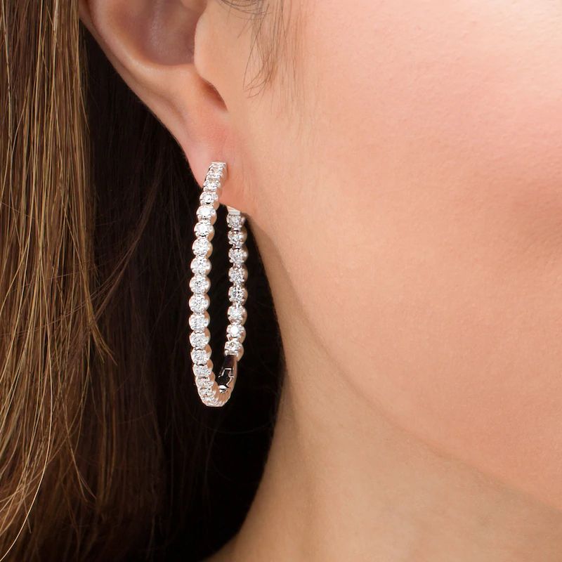 Collection 3 CT. T.W. Diamond Inside-Out Hoop Earrings in 10K White Gold
