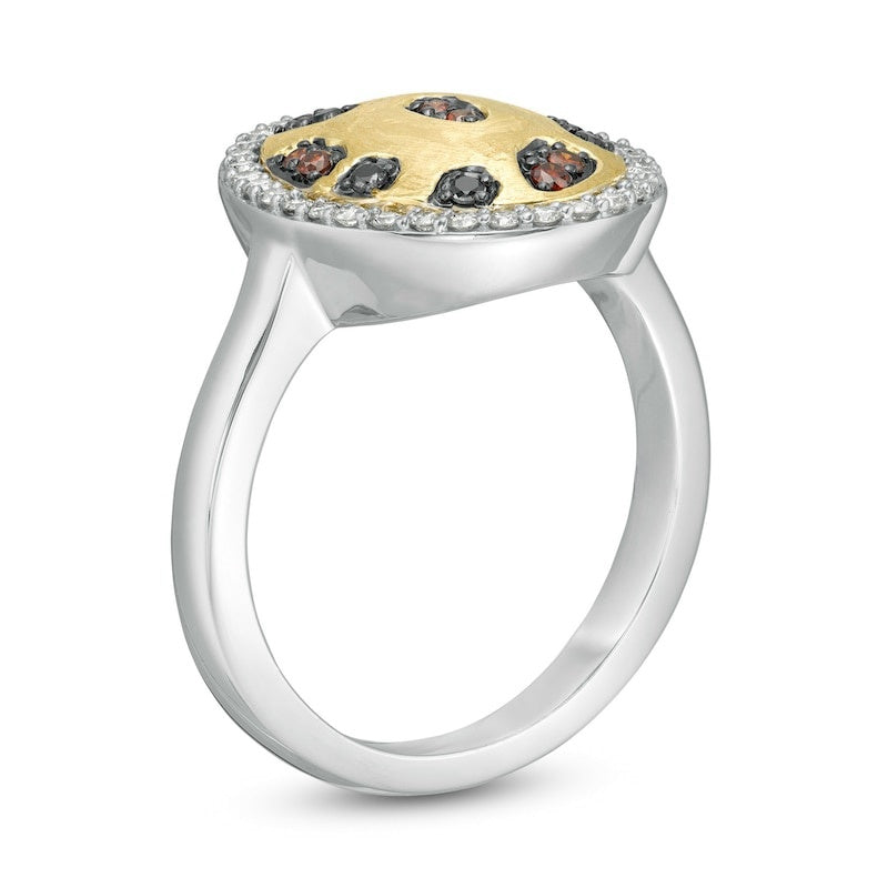 1/3 CT. T.W. Multi-Color and White Diamond Cheetah Ring in Sterling Silver and 10K Gold