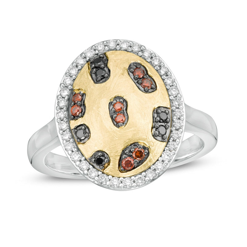 1/3 CT. T.W. Multi-Color and White Diamond Cheetah Ring in Sterling Silver and 10K Gold