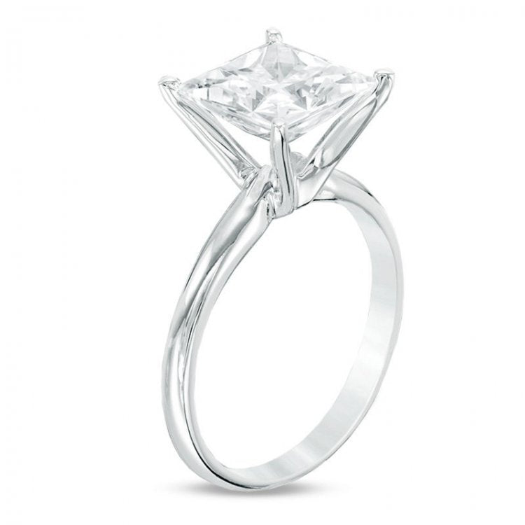 3 CT Certified Princess-Cut Diamond Solitaire Engagement Ring in 14K White Gold (I/SI2)