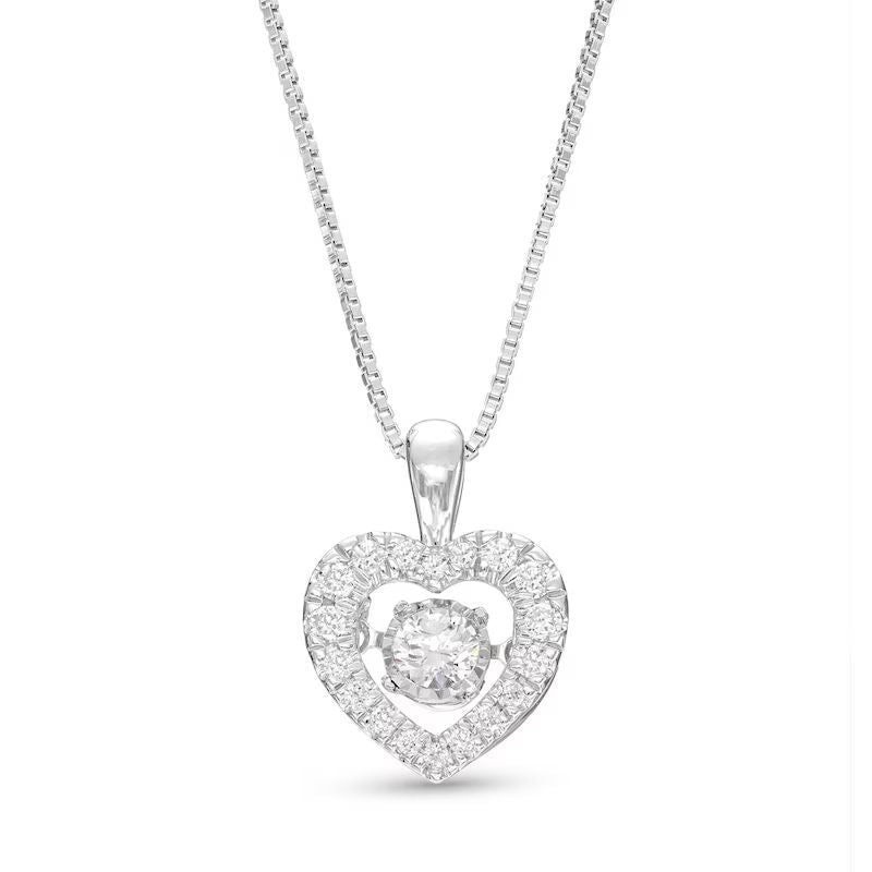 Unstoppable Love Diamond Heart Necklace 1/3 ct tw Round-cut 10K White Gold 19&amp;#8243;