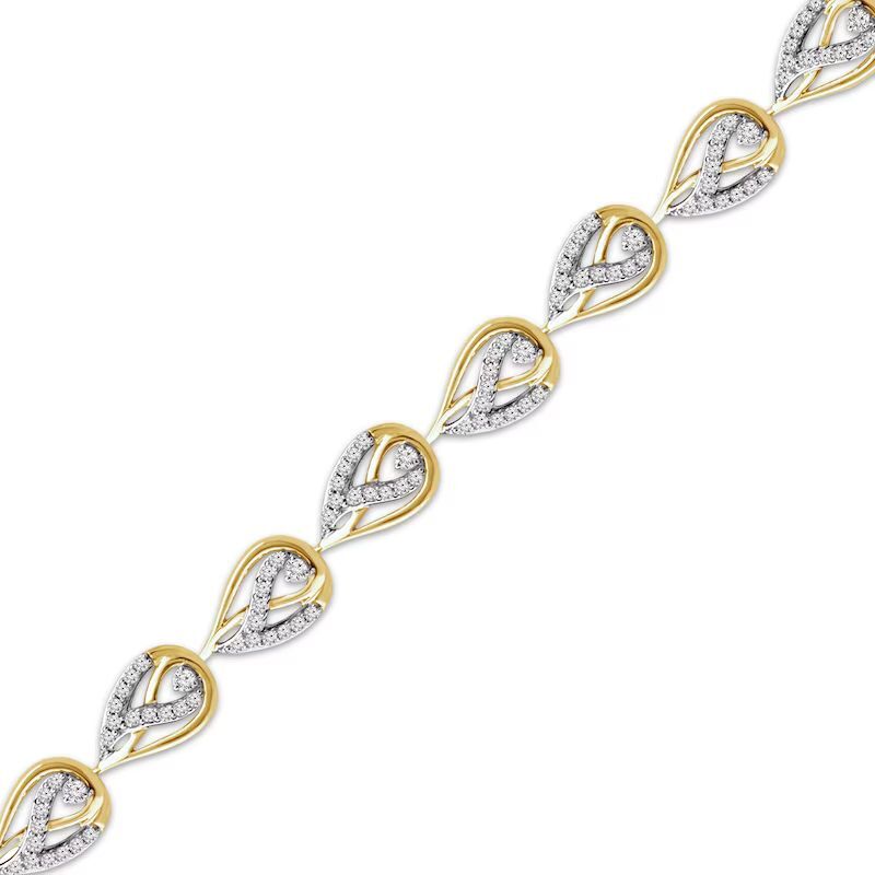 Love Ignited Diamond Flame Link Bracelet 1 ct tw 10K Two-Tone Gold 7.25&amp;#8243;