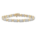 Diamond Bracelet 3 ct tw Round-cut 10K Yellow Gold 7.5 Length