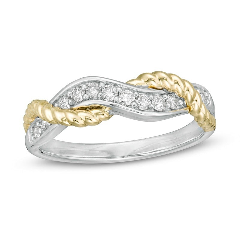 1/4 CT. T.W. Diamond Lasso Twist Ring in Sterling Silver and 10K gold