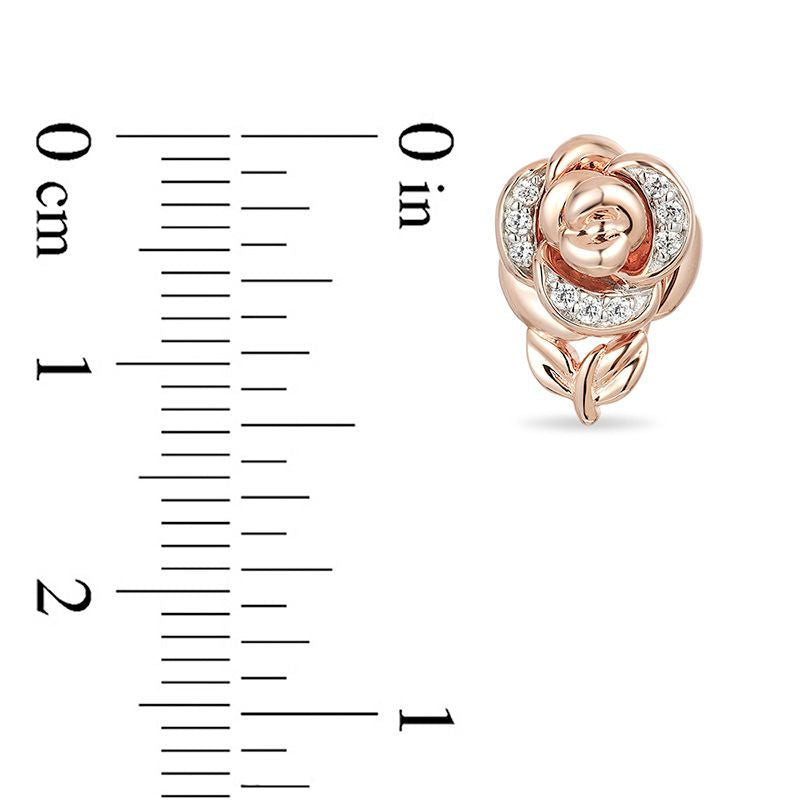 1/15 CT. T.W. Diamond Rose Stud Earrings in 10K Rose Gold