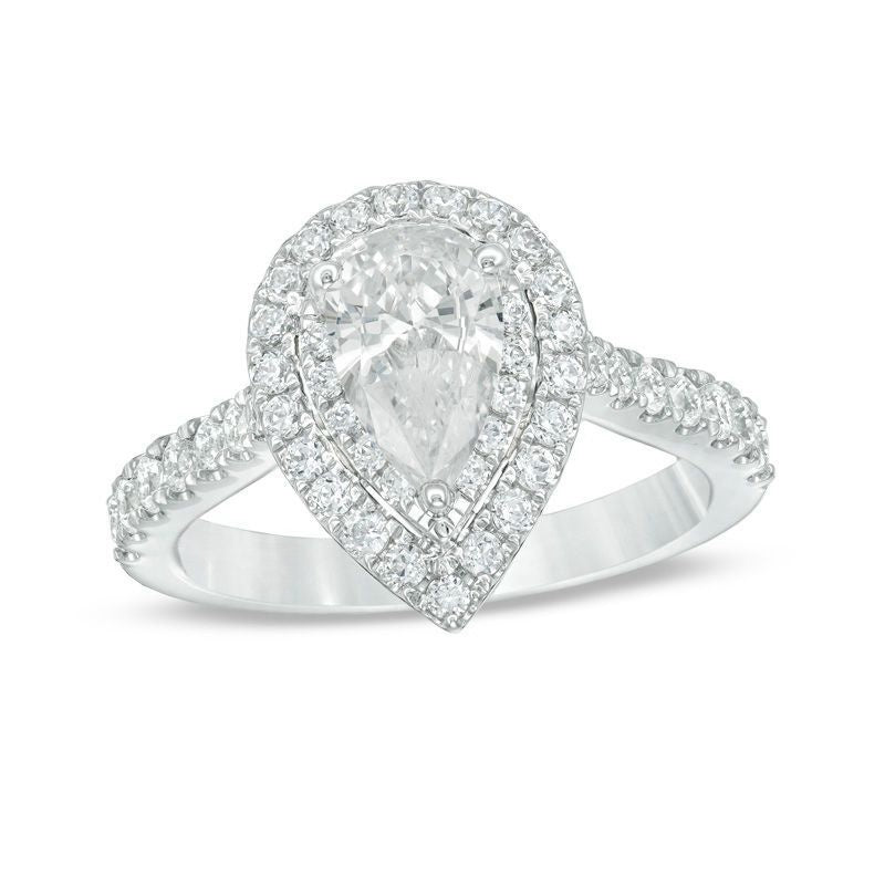 1-3/4CT.T.W.CertifiedPear-ShapedDiamondFrameEngagementRingin14KWhiteGold(I/SI2)