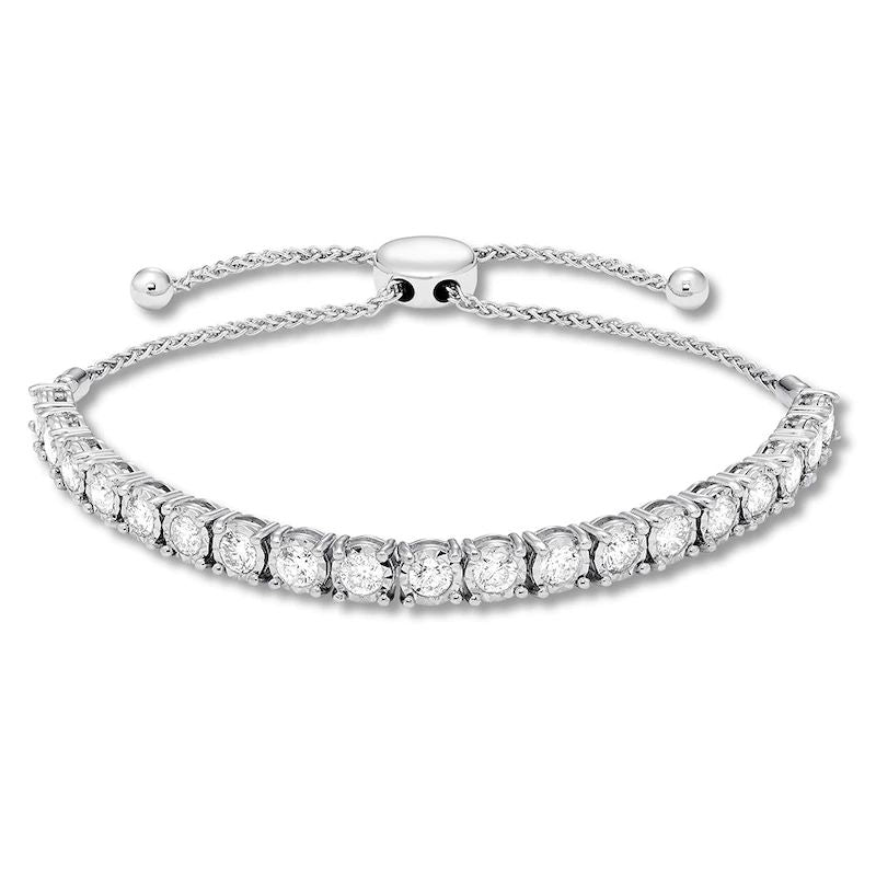 Diamond Bracelet 3 ct tw Round 14K White Gold
