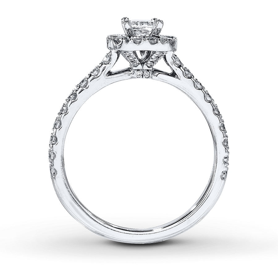 Engagement Ring 7/8 ct tw Diamonds 14K White Gold