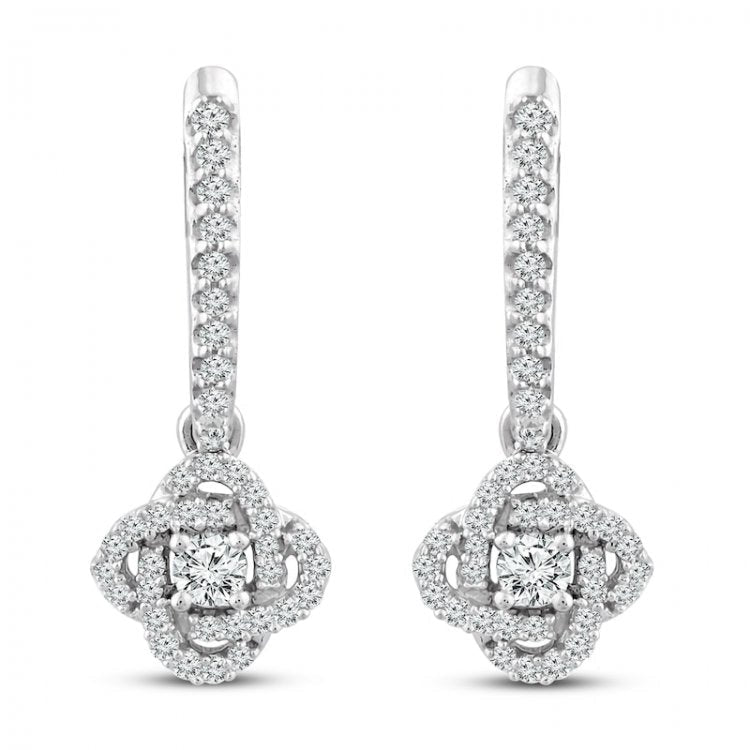 Diamond Drop Earrings 1/3 ct tw 10K White Gold