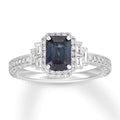 Sapphire Engagement Ring 1/2 ct tw Diamonds 14K Gold