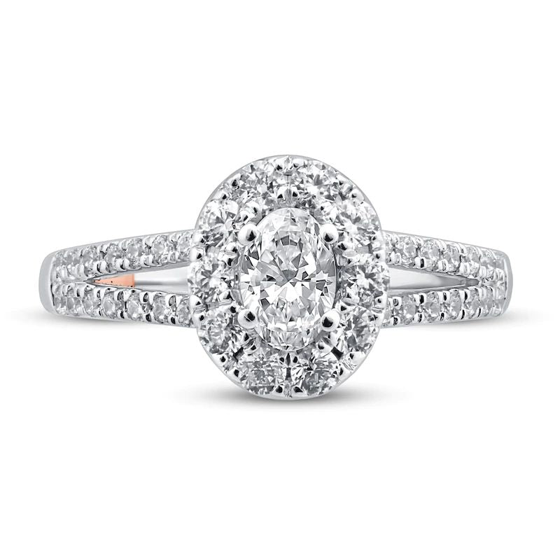 DiamondEngagementRing1-1/8cttwOval/Round14KTwo-ToneGold