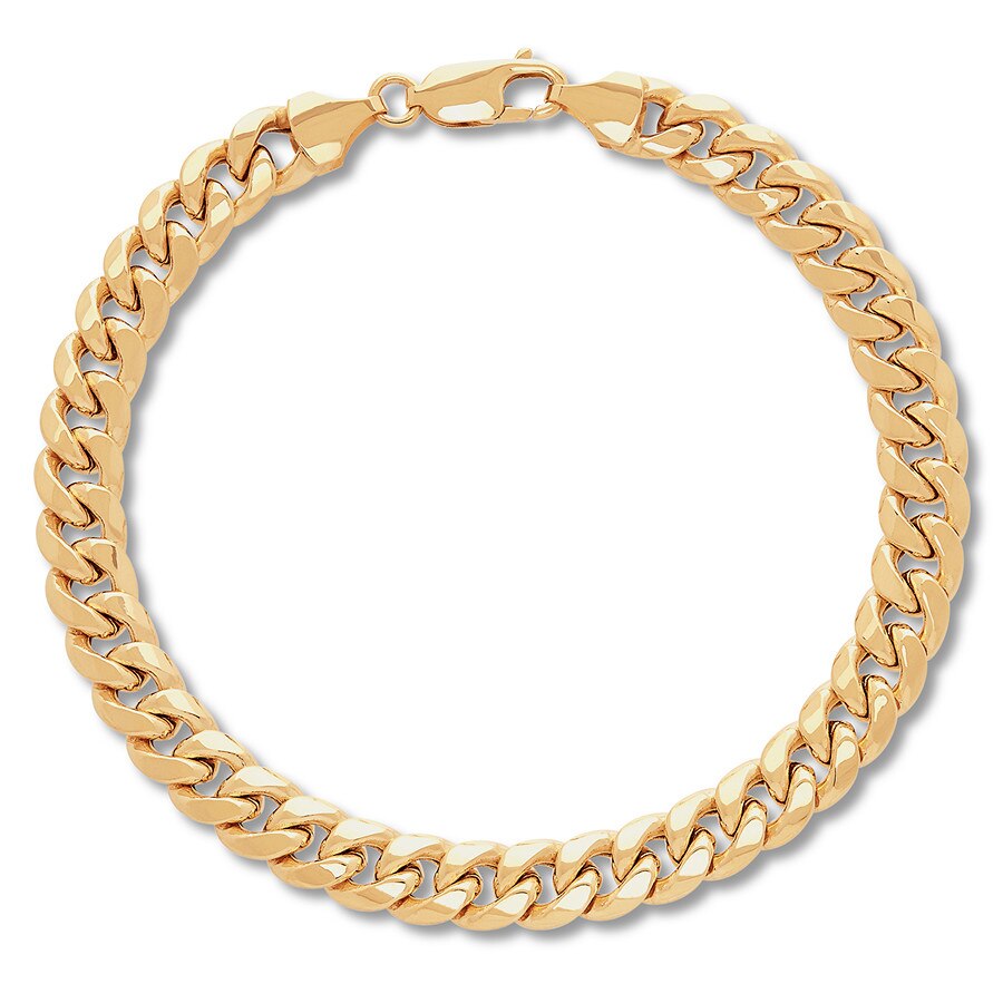Men&amp;#8217;s Cuban Curb Chain Bracelet 14K Yellow Gold 8.5? Length