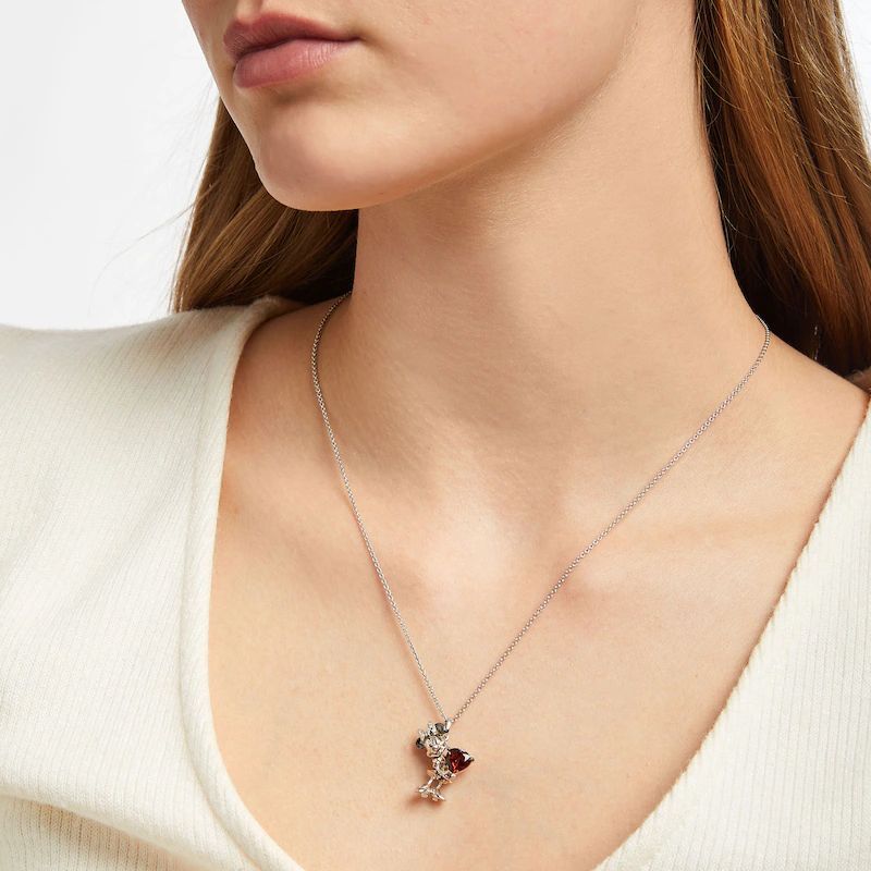 Mouse Garnet &amp;#038; Diamond Accent Necklace Sterling Silver &amp;#038; 10K Rose Gold 19