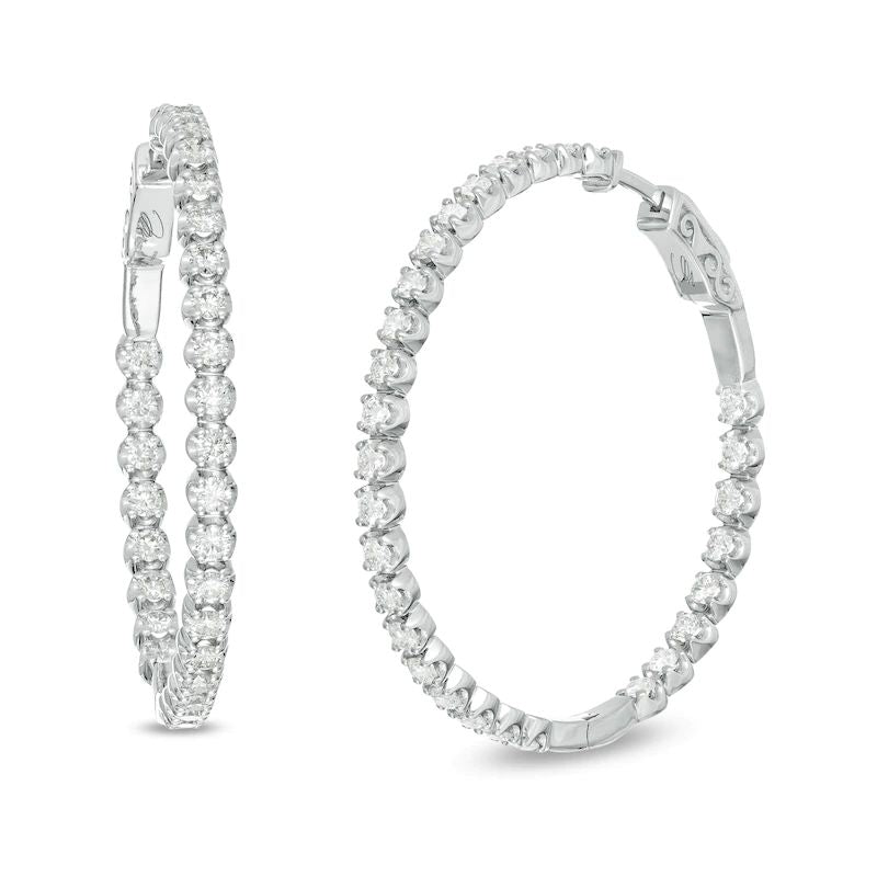 Collection 3 CT. T.W. Diamond Inside-Out Hoop Earrings in 10K White Gold