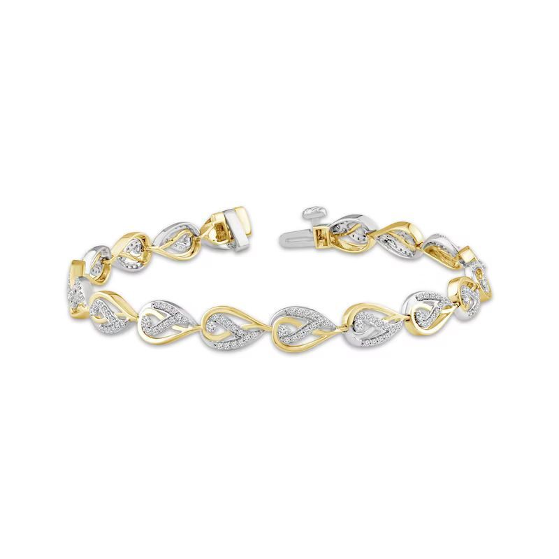 Love Ignited Diamond Flame Link Bracelet 1 ct tw 10K Two-Tone Gold 7.25&amp;#8243;