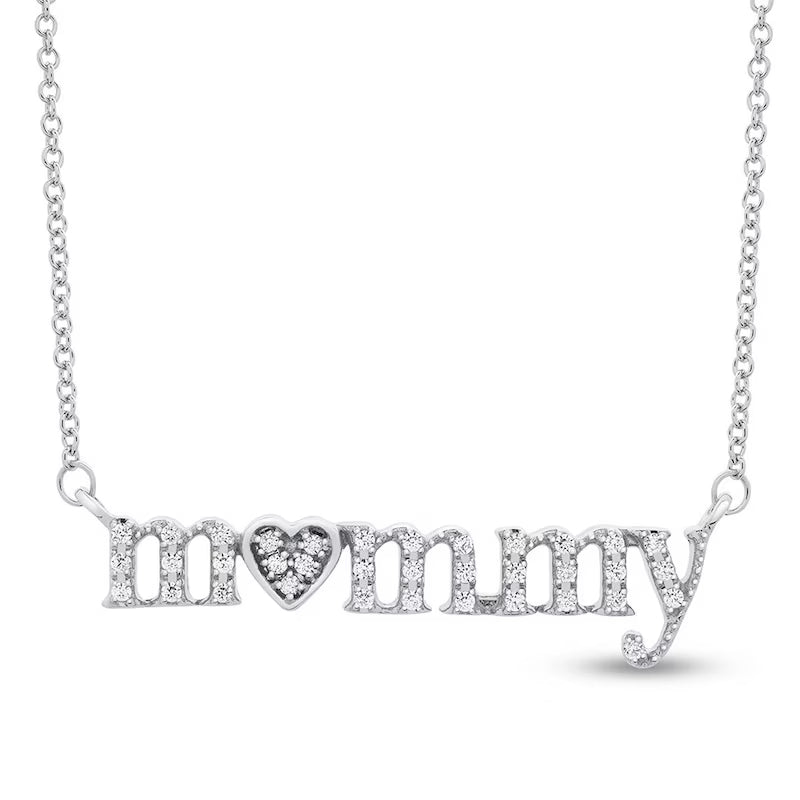&amp;#8220;Mommy&amp;#8221; Necklace 1/6 ct tw Diamonds Sterling Silver 17&amp;#8243;