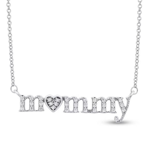 &amp;#8220;Mommy&amp;#8221; Necklace 1/6 ct tw Diamonds Sterling Silver 17&amp;#8243;